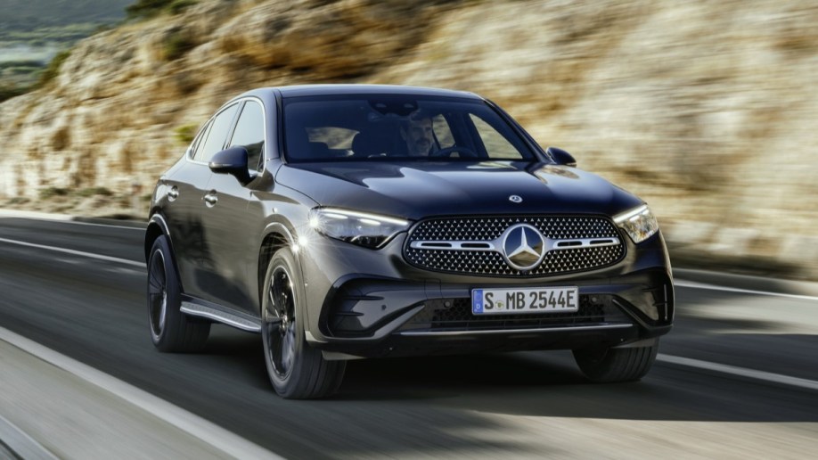 The 2024 Mercedes-Benz GLC Coupe seen from a front quarter angle