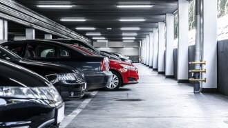 A crowded parking garage