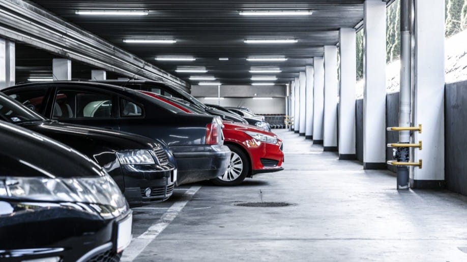 A crowded parking garage