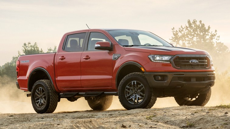 2023 Ford Ranger Tremor in red.