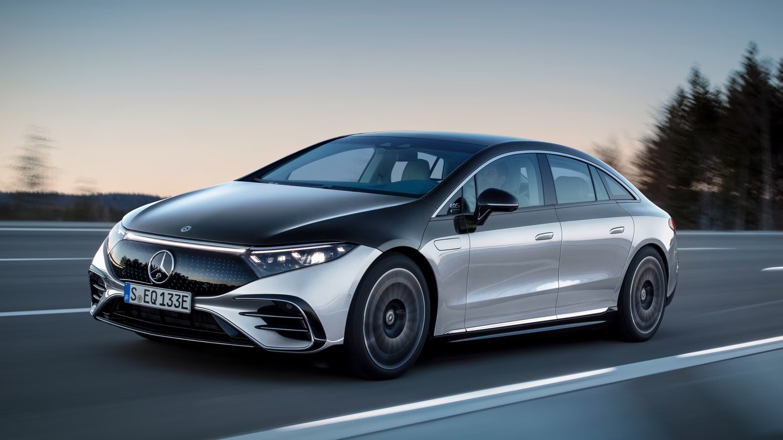 2023 Mercedes-EQ EQS in silver.