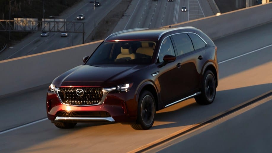 2024 Mazda CX-90 driving on an LA freeway.
