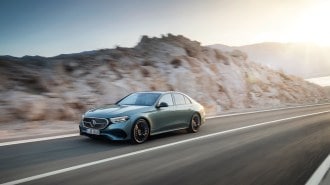 The 2024 Mercedes-Benz E-Class seen from a front quarter angle