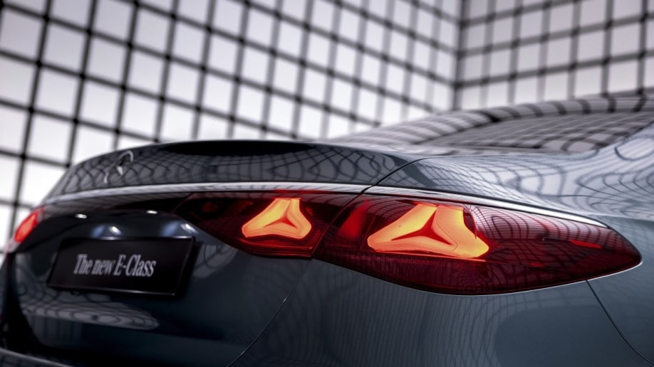 The tail lights of the 2024 Mercedes-Benz E-Class