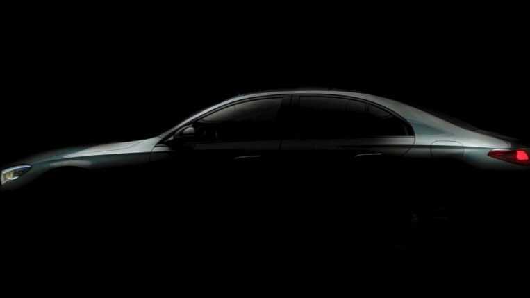 A teaser photo showing the profile of the 2024 Mercedes-Benz E-Class
