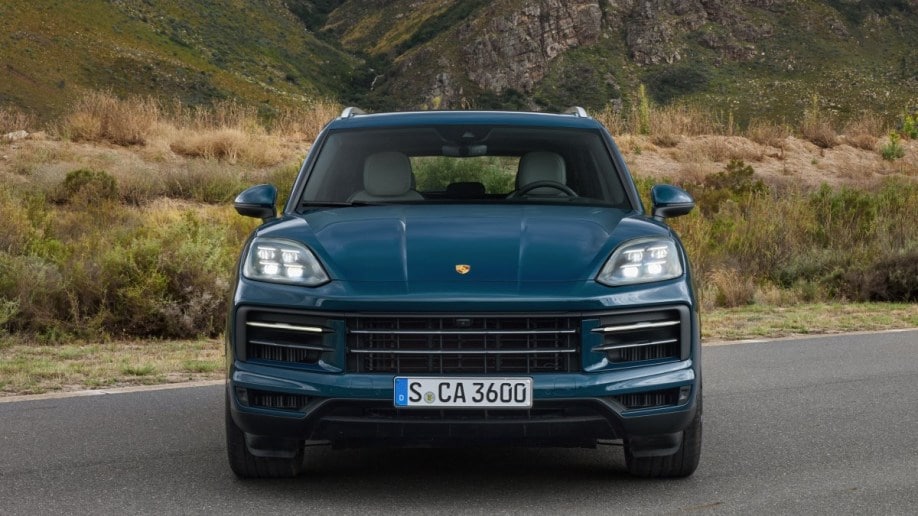 The 2024 Porsche Cayenne seen from head on