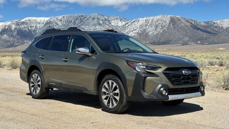 Front view of the 2024 Subaru Outback Touring XT in Autumn Green Metallic