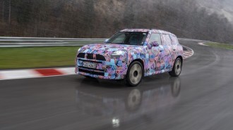 A teaser photo of the 2025 Mini Countryman in camouflage