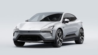 The 2025 Polestar 4 seen from a front quarter angle