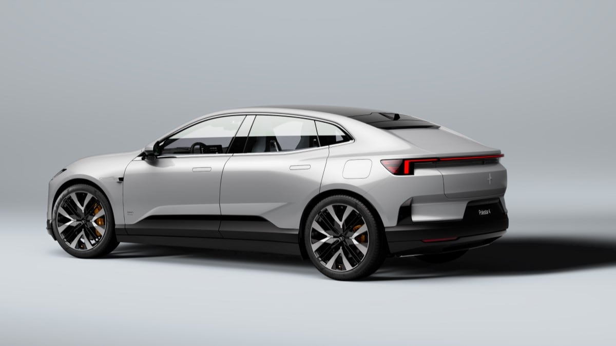 The 2025 Polestar 4 seen from a rear angle