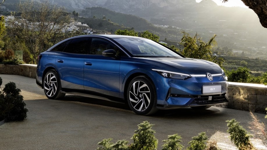 The 2025 Volkswagen ID.7 seen from a front quarter angle
