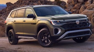 The Volkswagen Atlas Peak Edition seen from a front quarter angle