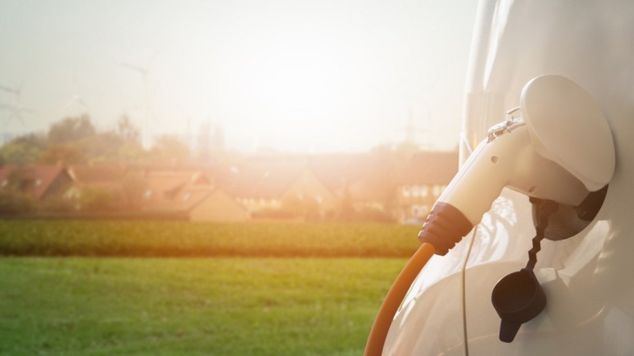 Electric car charging in the sun