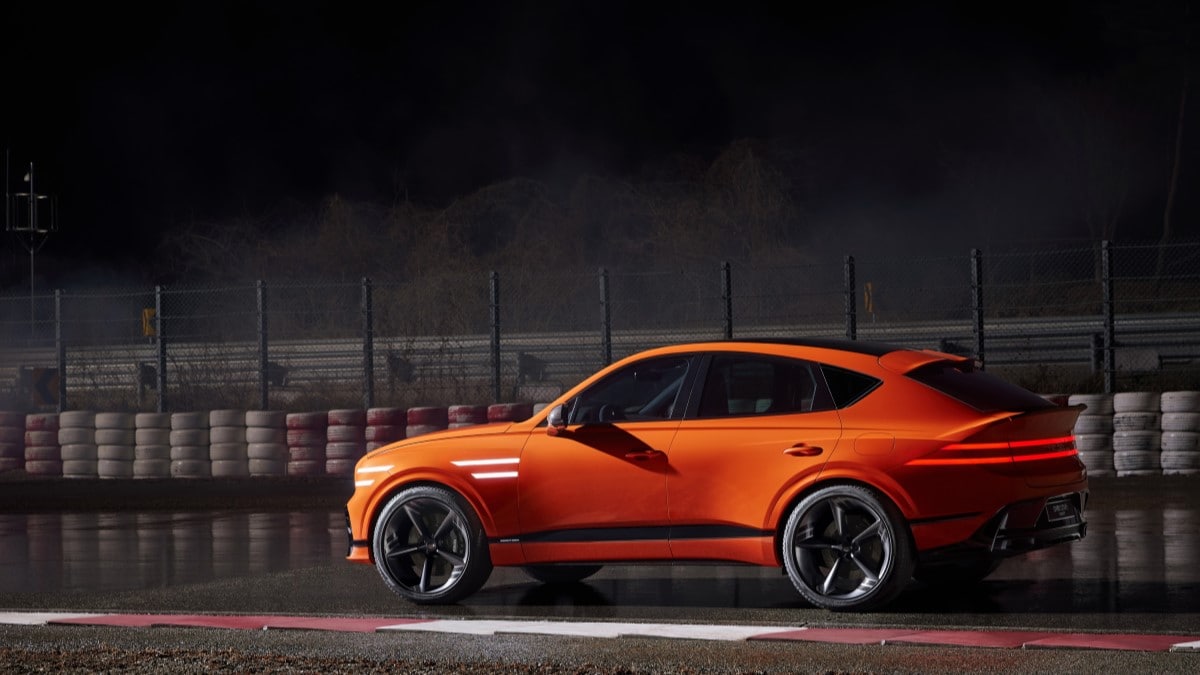 The Genesis GV80 Coupe concept from a rear quarter angle