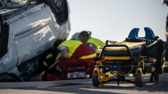 Paramedics at the site of a crash