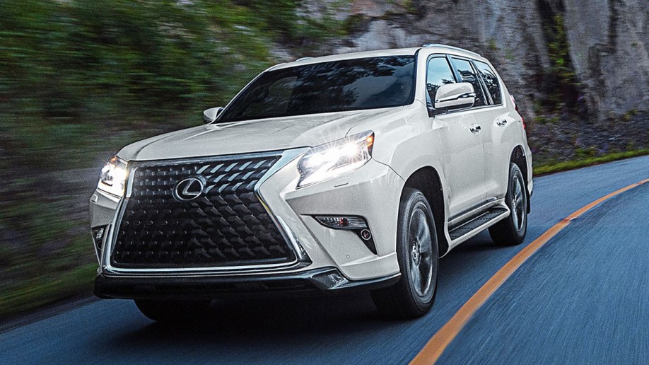 The 2023 Lexus GX seen from a front quarter angle