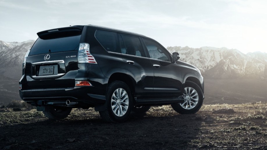 The 2023 Lexus GX seen from a rear quarter angle