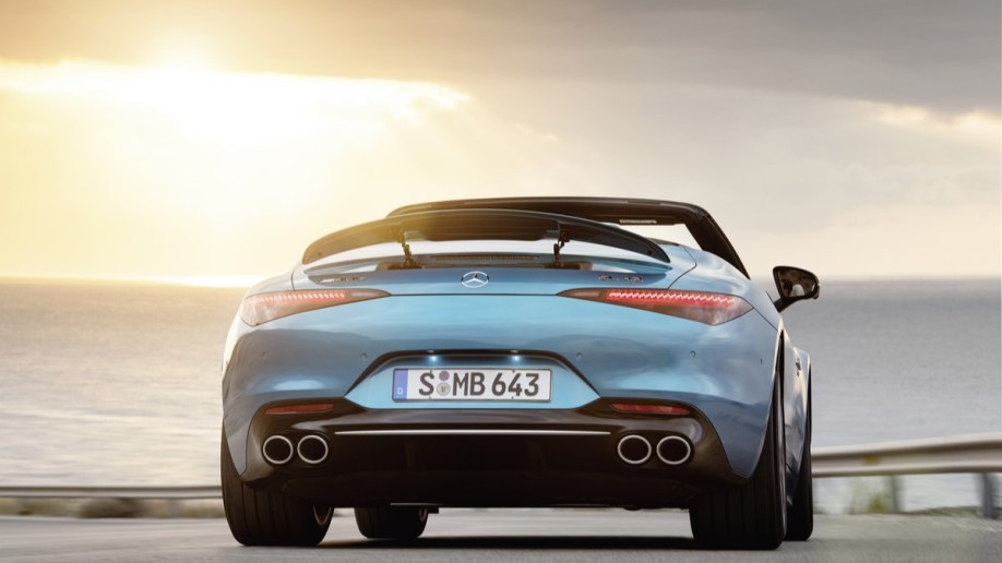 The 2023 Mercedes-AMG SL 43 seen from the rear