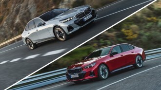 The 2024 BMW 5 Series seen from front and rear quarter angles