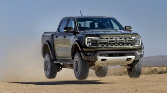 The 2024 Ford Ranger Raptor seen from a front quarter angle