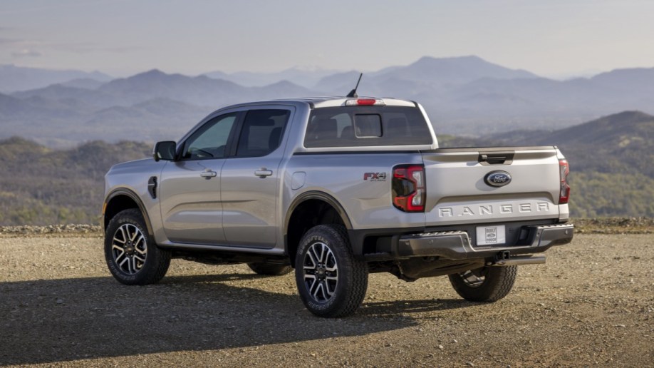 The 2024 Ford Ranger seen from a rear quarter angle