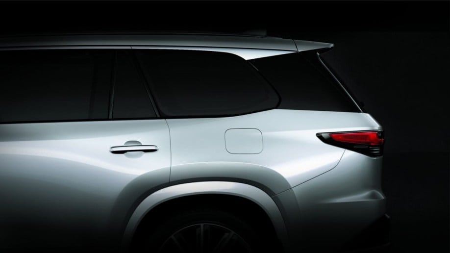 A teaser photo showing the rear window of the 2024 Lexus TX