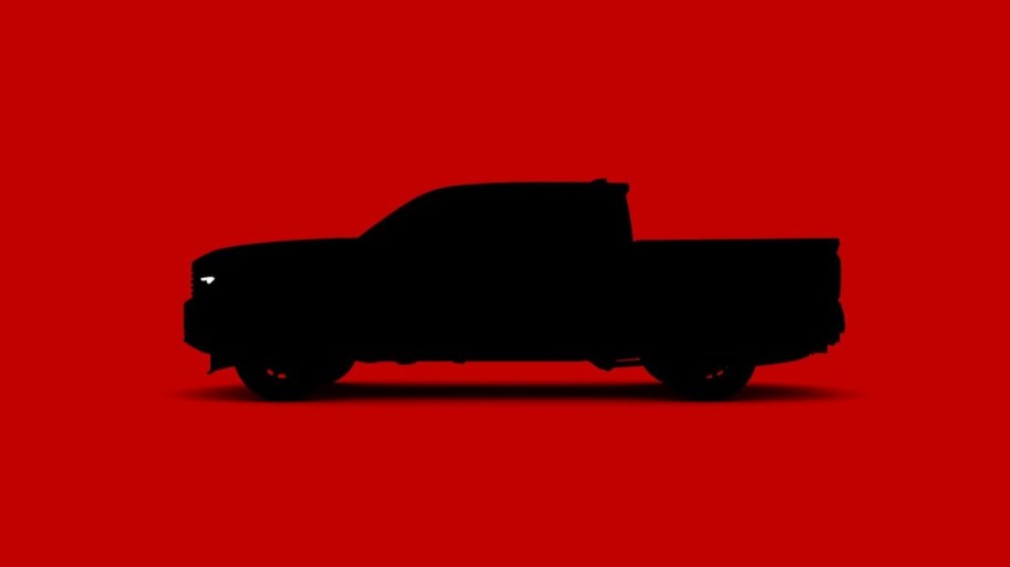 A silhouette teasing the 2024 Toyota Tacoma