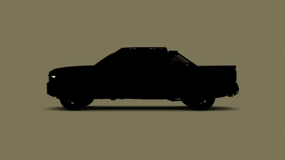 A silhouette teasing the 2024 Toyota Tacoma