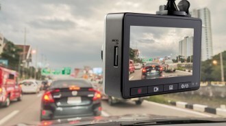 Dashcam showing traffic ahead