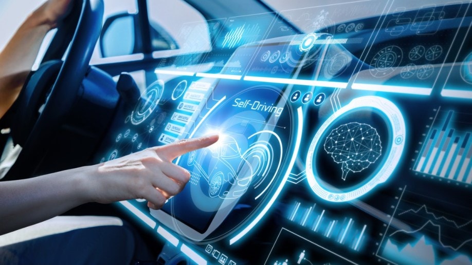 Futuristic instrument panel of vehicle