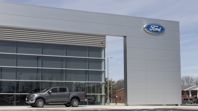A Ford Ranger parked outside a dealership