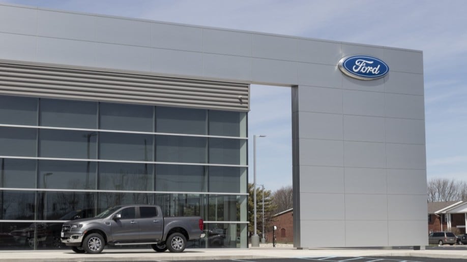 A Ford Ranger parked outside a dealership