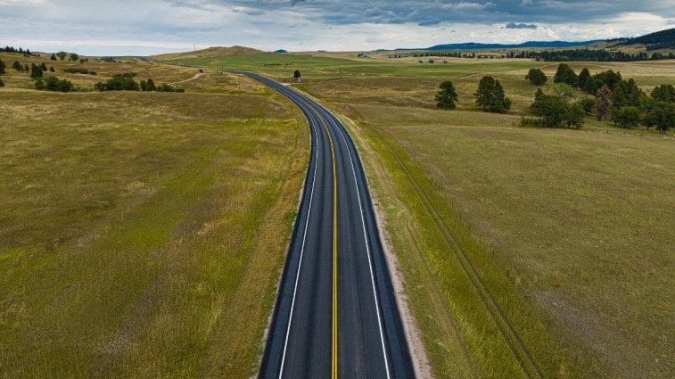 A highway in rural Wyoming