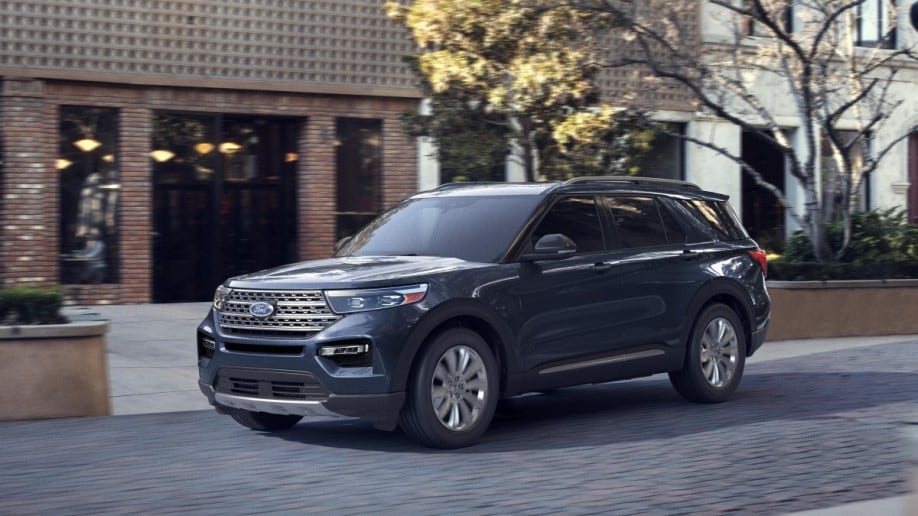 The 2023 Ford Explorer Hybrid seen from a front quarter angle