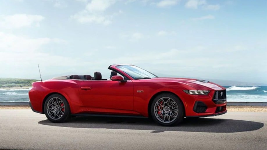 2024 Ford Mustang in red.