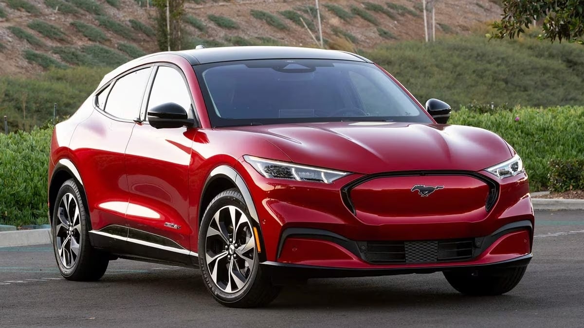 2023 Ford Mustang Mach-E in red.