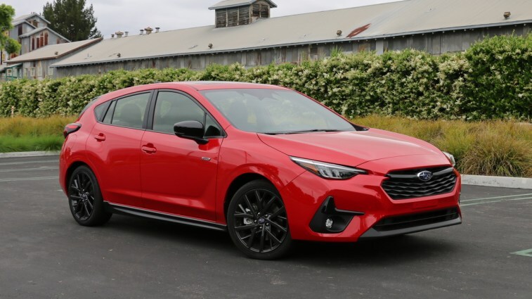 Red 2024 Subaru Impreza RS hatchback