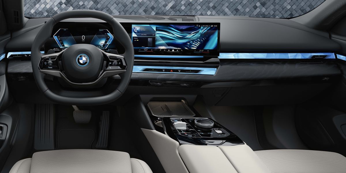 Interior of the 2024 BMW 5 Series luxury sedan