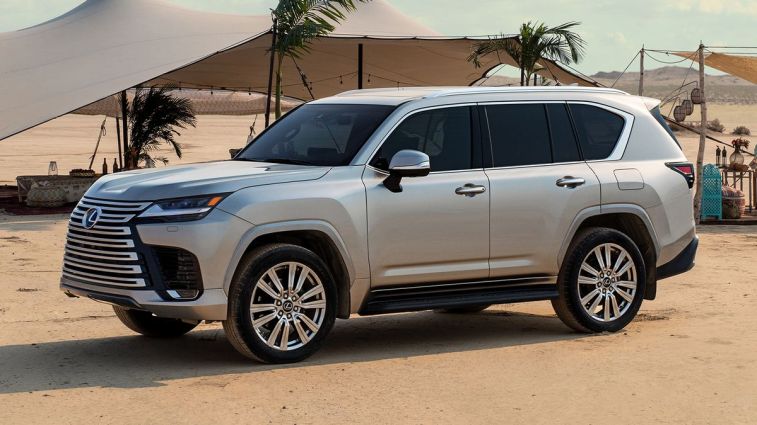 2024 Lexus LX in silver in the desert.