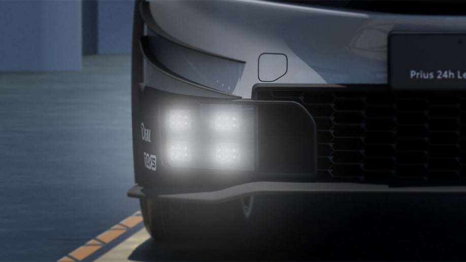 The headlights of the Toyota Prius 24h Le Mans Centennial GR Edition Concept
