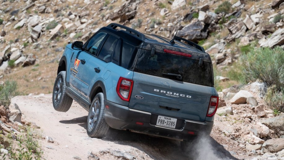 The 2023 Ford Bronco Sport seen from a rear quarter angle at the Ford Bronco Off-Roadeo