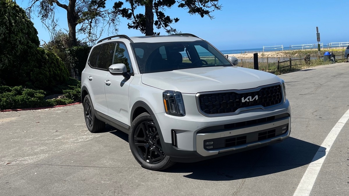 2023 Kia Telluride X-Line in gray near volley ball courts.