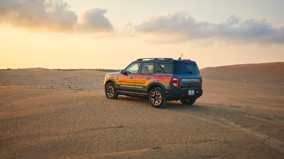 The 2024 Ford Bronco Sport Free Wheeling Edition seen from a rear quarter angle