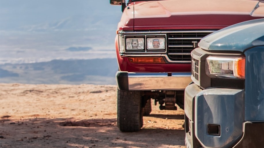 A teaser photo showing the nose of the 2024 Toyota Land Cruiser