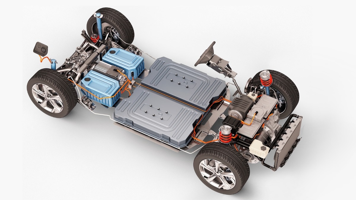 electric car chassis with batteries