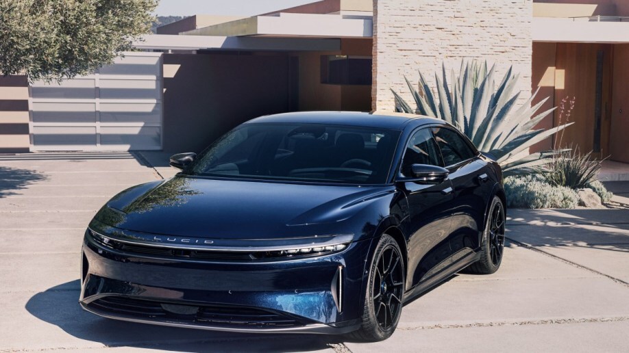 The Lucid Air Sapphire seen from a front quarter angle