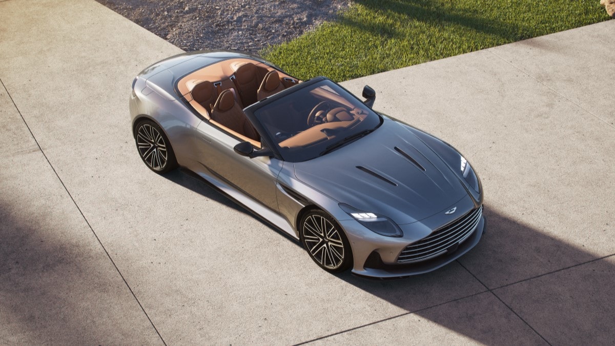 The Aston Martin DB12 Volante seen from overhead