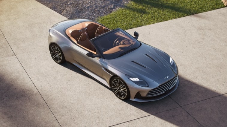 The Aston Martin DB12 Volante seen from overhead