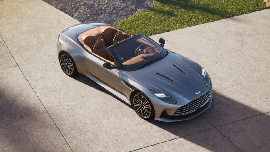 The Aston Martin DB12 Volante seen from overhead