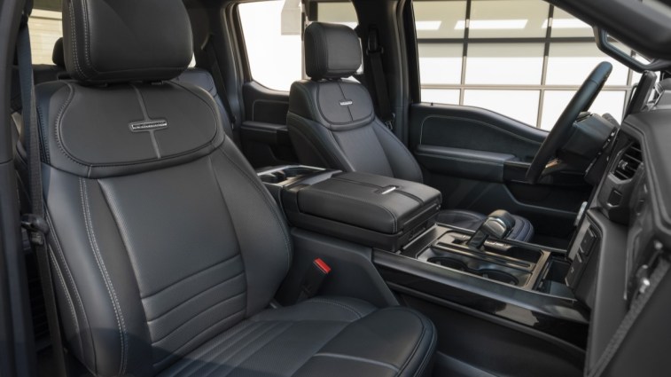 The interior of the 2024 Ford F-150 Lightning Platinum Black Edition